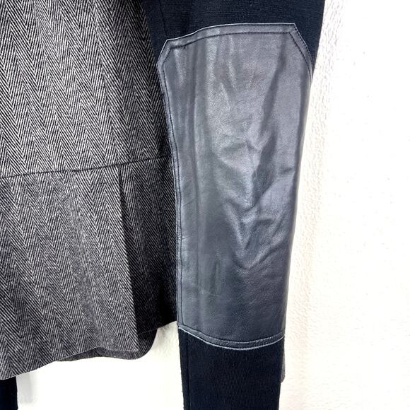 Yigal Azrouel Menswear Wool Blazer Jacket Gray Herringbone Black Knit Leather MD - Picture 9 of 10